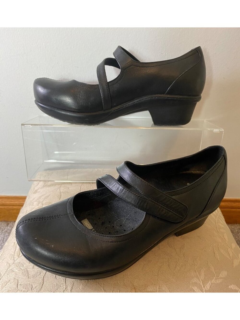 abeo Cameo Mary Jane Black Leather Shoes 3D Cushion Ortholite Insoles Size 9.5